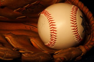 Baseball in mitt